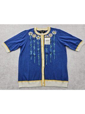 NWT VTG Bob Mackie Wearable Art Embroidered Floral Sweater Cardigan Colorful M